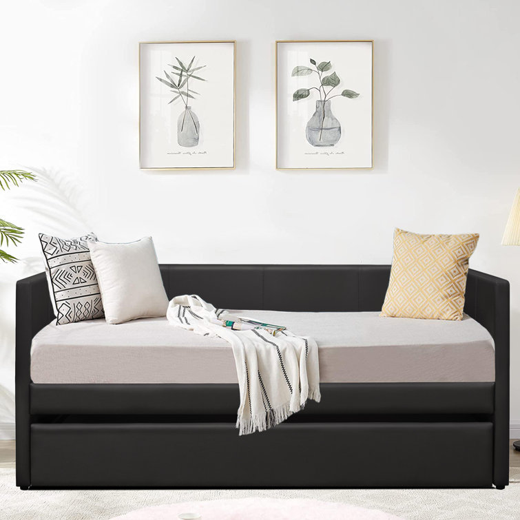 Black on sale leather daybed